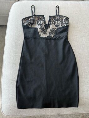 Windsor Black Lace-Accent Bodycon Mini Dress